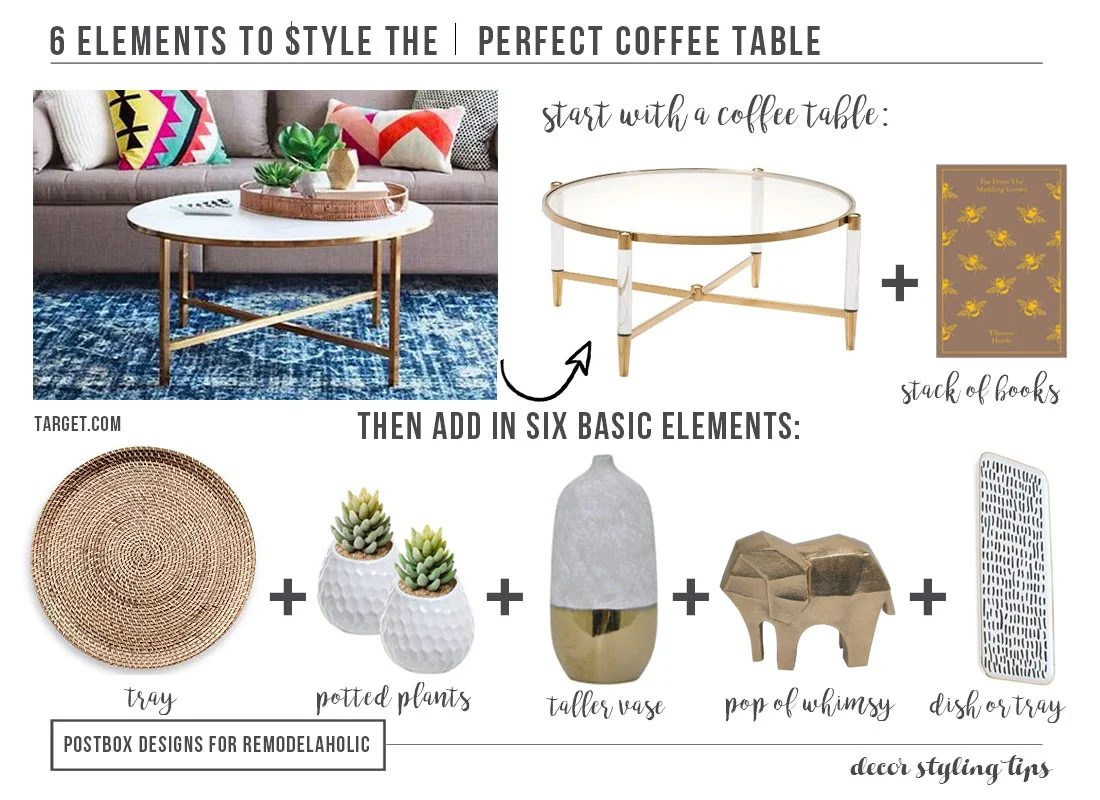 Decorating a coffee table can be both magazine-striking and practical for family life. Just use this straightforward 6-step formula to style the well fitted coffee table arrangemen