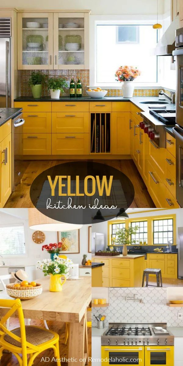 Love yellow kitchens? Get inspired by these striking yellow kitchen spaces plus tips for making yellow work in your home and for your style. | Yellow Kitchen options Tips Inspirati