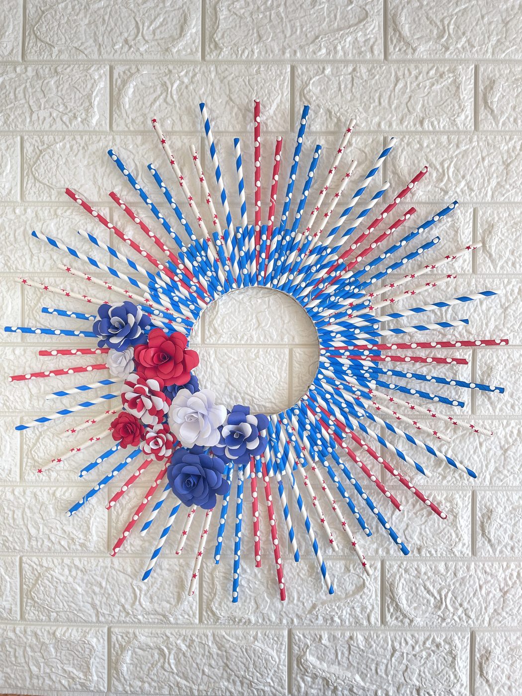 paper straw wreath.