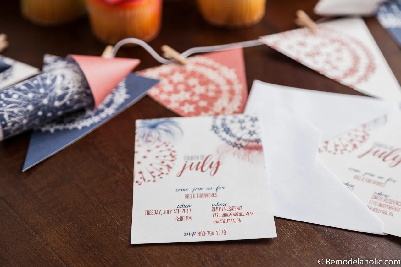 4th of July Party options and Invitations: Patriotic Printable Party Pack with editable invitations for 4th of July BBQ