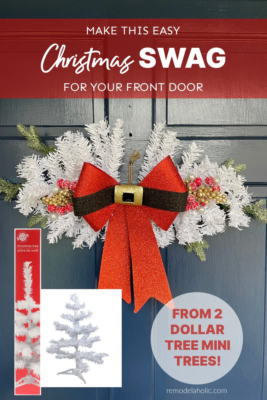 Dollar Tree Diy Christmas Swag For Front Door Or Stairs From Dollar Tree Miniature Trees, Bekob