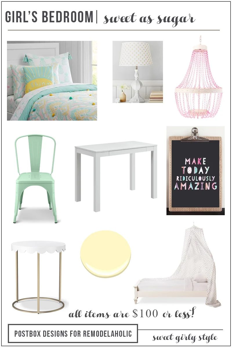 Decorating a Girl's Room on a modest-cost | This sweet as sugar girls bedroom combines the girly with the classic for a room that will grow with her into tween and teen years. By P