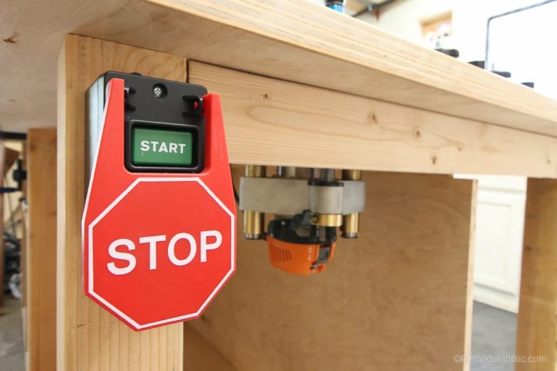 XL Router Stop Button for Safety | Handmade Router Table and Table Saw Workbench Building Plan #Bekob