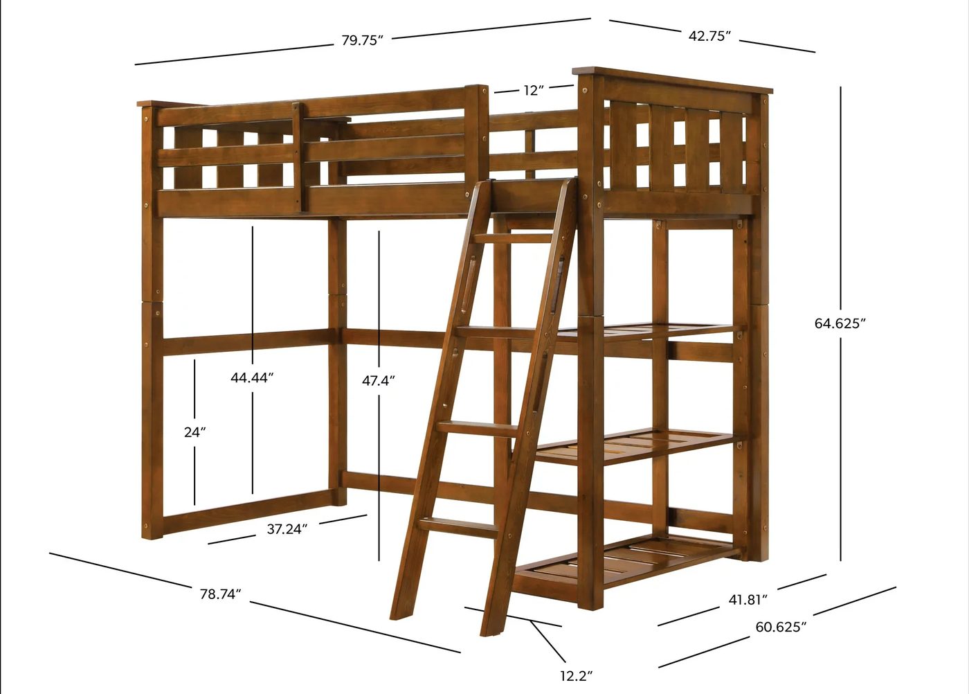 Walmart Tall Loft Bed With Bookshelves