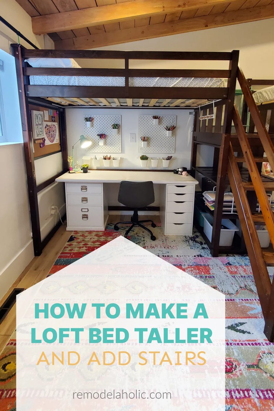 How To Make A Loft Bed Taller And Add Stairs, Teen Bedroom options, Bekob
