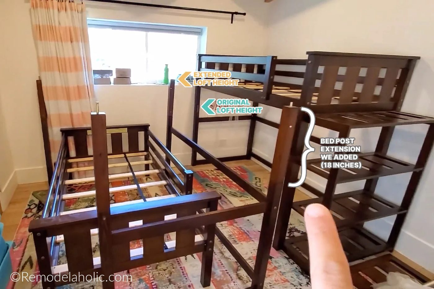 Tall Loft Bed With 18 Inch Bed Post Extension For Taller Legs, Bekob