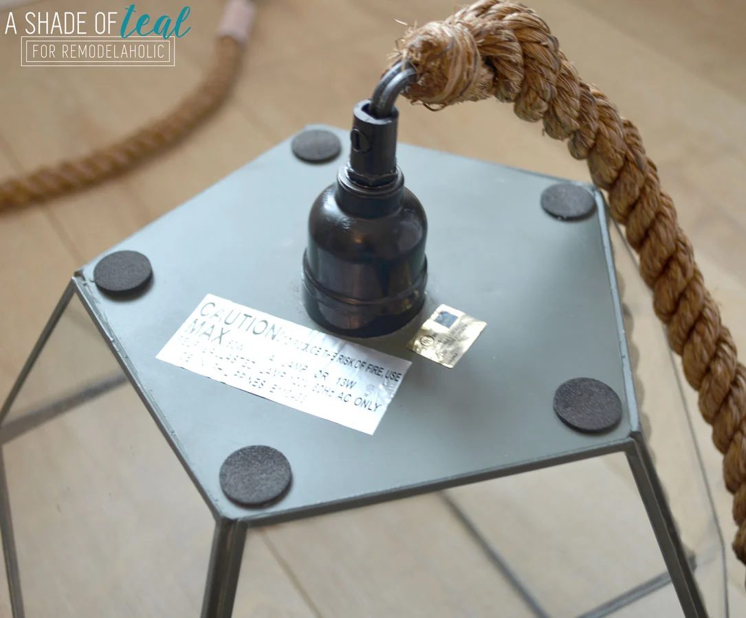 Handmade Light Fixture from a Geometric Terrarium by A Shade of Teal featured on Bekob
