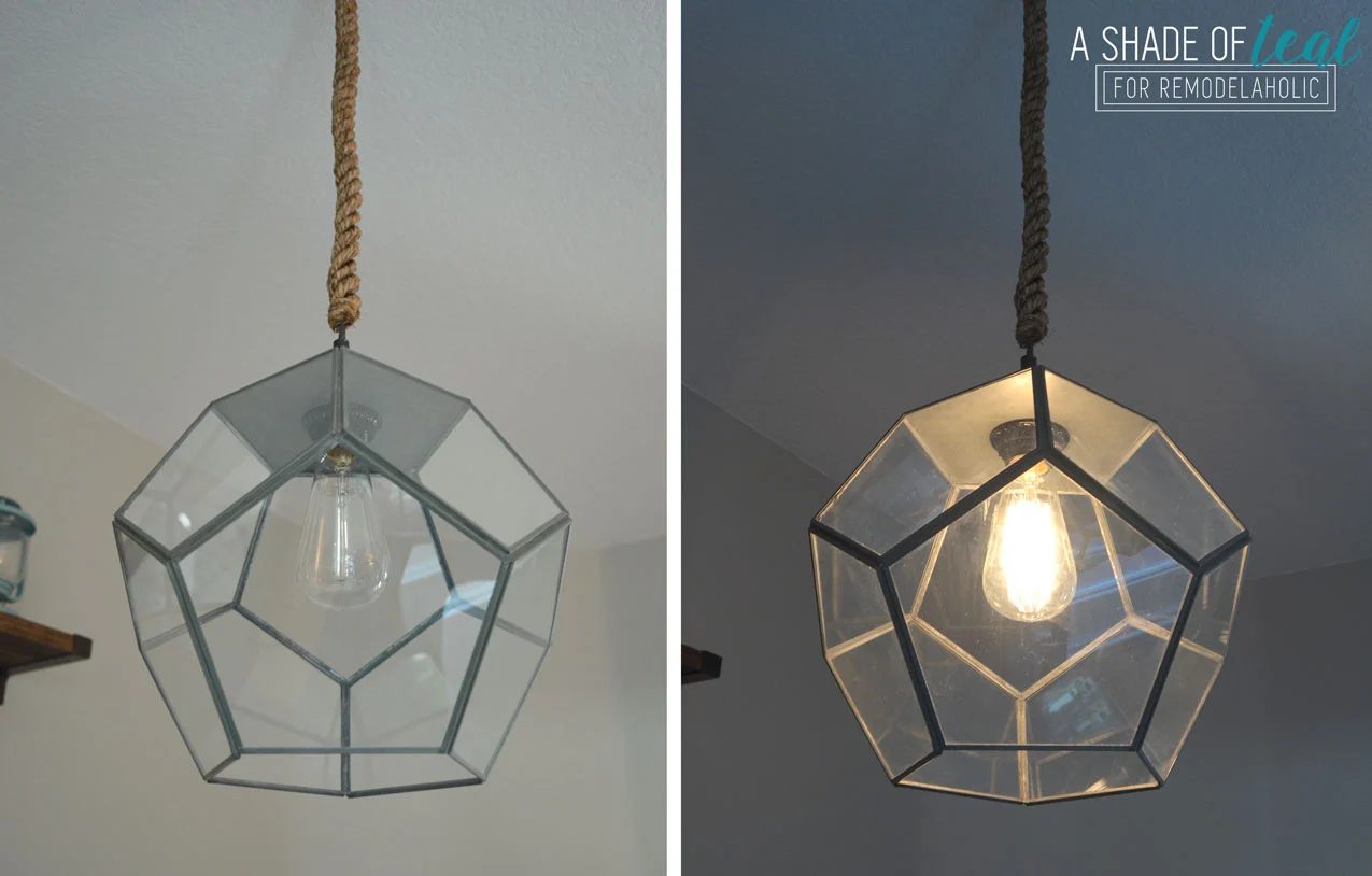 How to Make a Light Fixture from a Terrarium by A Shade of Teal featured on Bekob