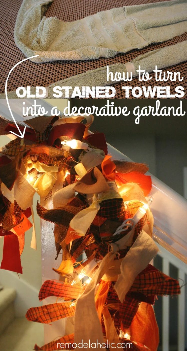straightforward and FREE decorating! Use old towels as the base for this straightforward garland, made from things you probably have around your house already. @Bekob