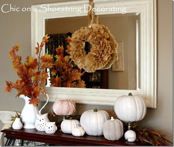 Fall Mantel White Pumpkins 2011 55