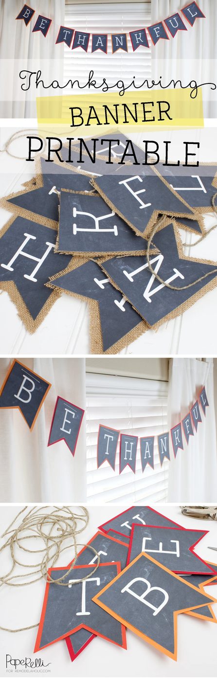 Thanksgiving Printable Banner | Paperelli for @Bekob #thanksgiving #freeprintable #falldecor