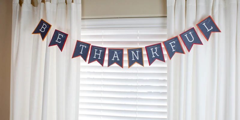Ready-to-print Be Thankful Banner for Thanksgiving