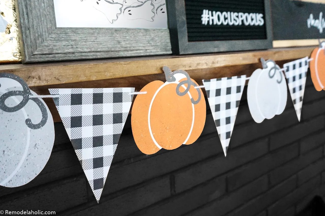 Buffalo Check And Pumpkin Printable Farmhouse Fall Bunting Garland #Bekob