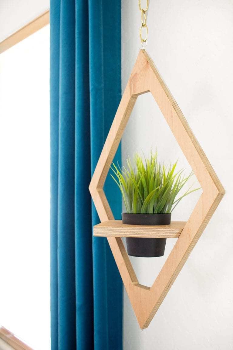 Wood Diamond Hanging Planter, Handmade West Elm Knock Off Hanging Planter