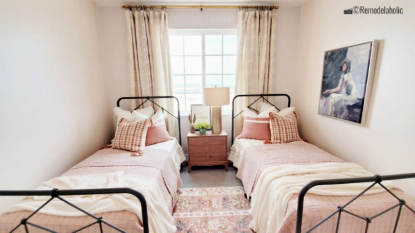 Pink Shared Bedroom For Little Girls Featured On Bekob 2021 Utah Valley Parade Of Homes 600x338