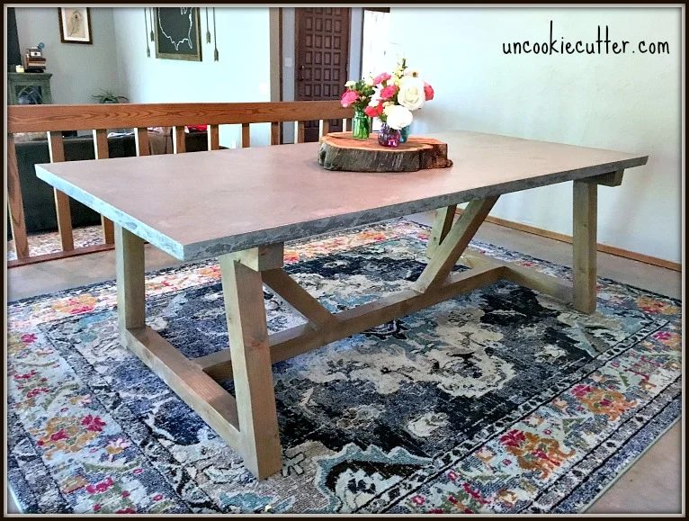 Build With 2x4s, Concrete Tabletop With 4x4 Truss Beam Base, Uncookie Cutter