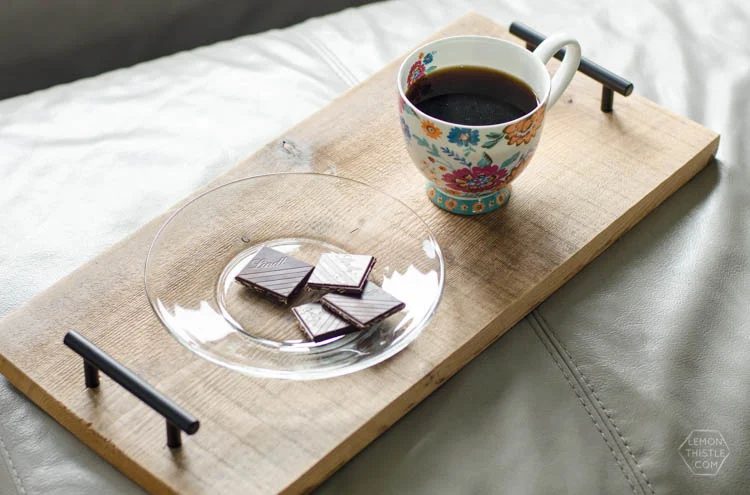 A direct coffee tray using cabinet hardware- plus more project options for hardware!