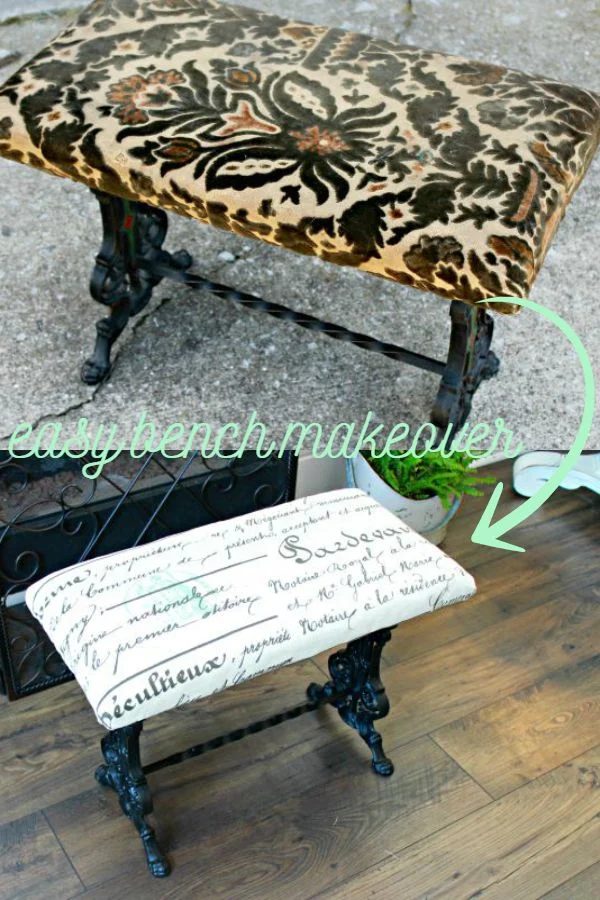 When you score a great deal on an upholstered iron bench, it's straightforward to give it a new look! This little bench is well fitted for extra seating.