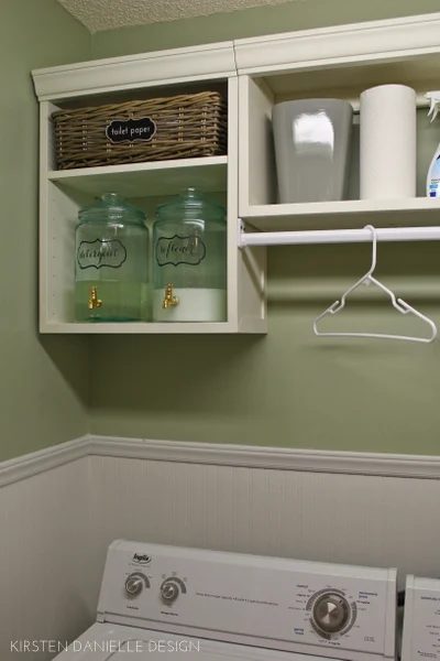 laundry closet makeover with hanging rod and cabinets, Kirsten Erickson