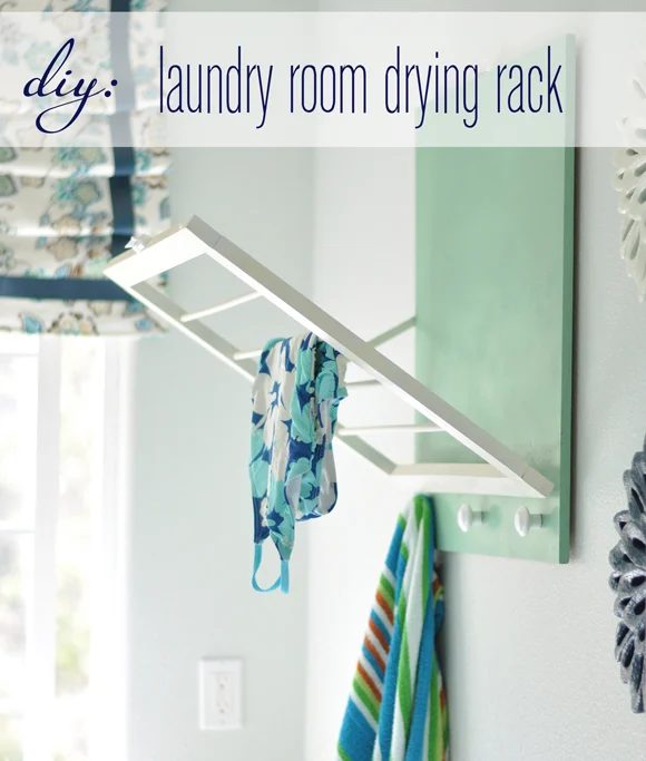 small laundry room - handmade drying rack, Centsational Girl