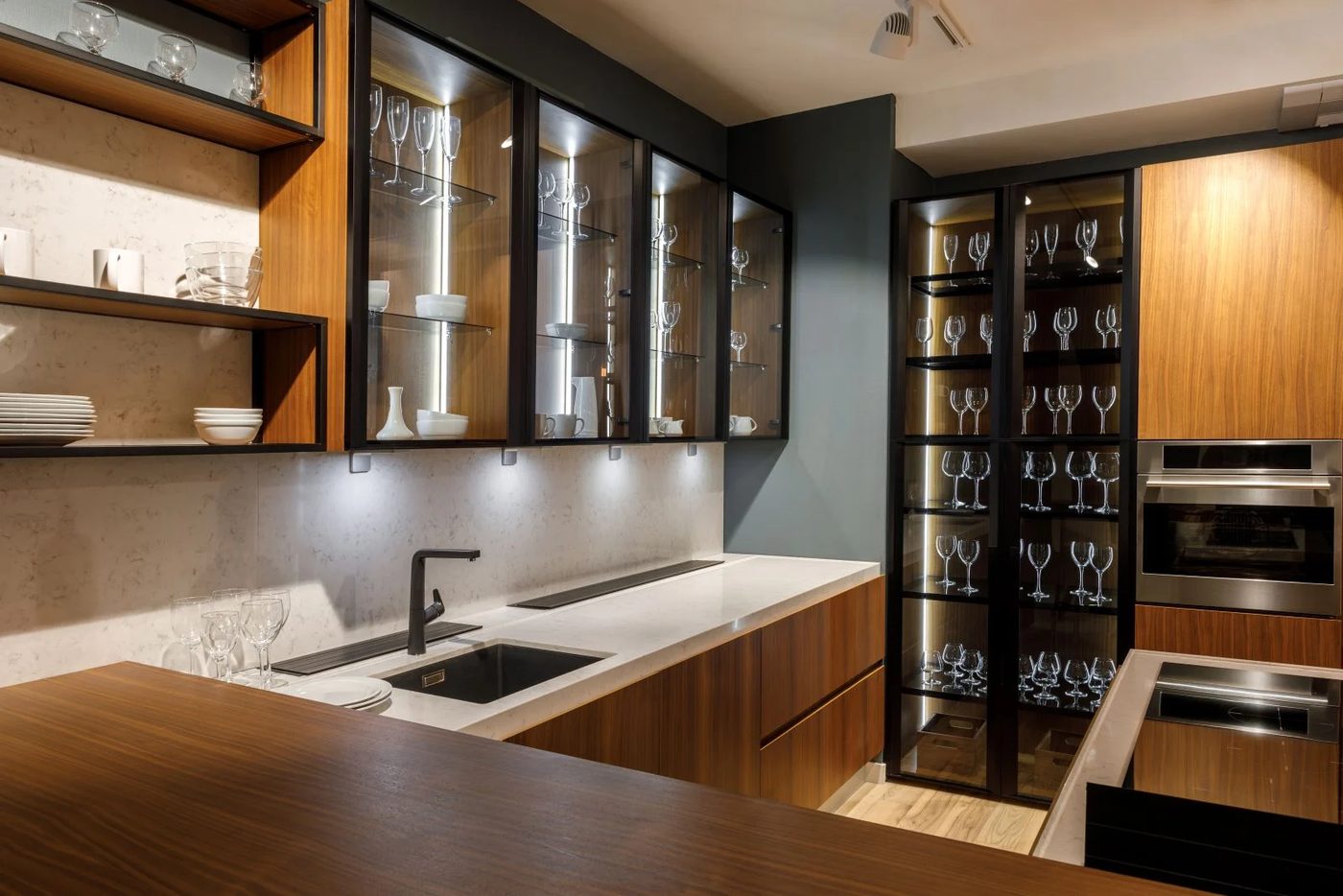Kitchen With Glass Feature