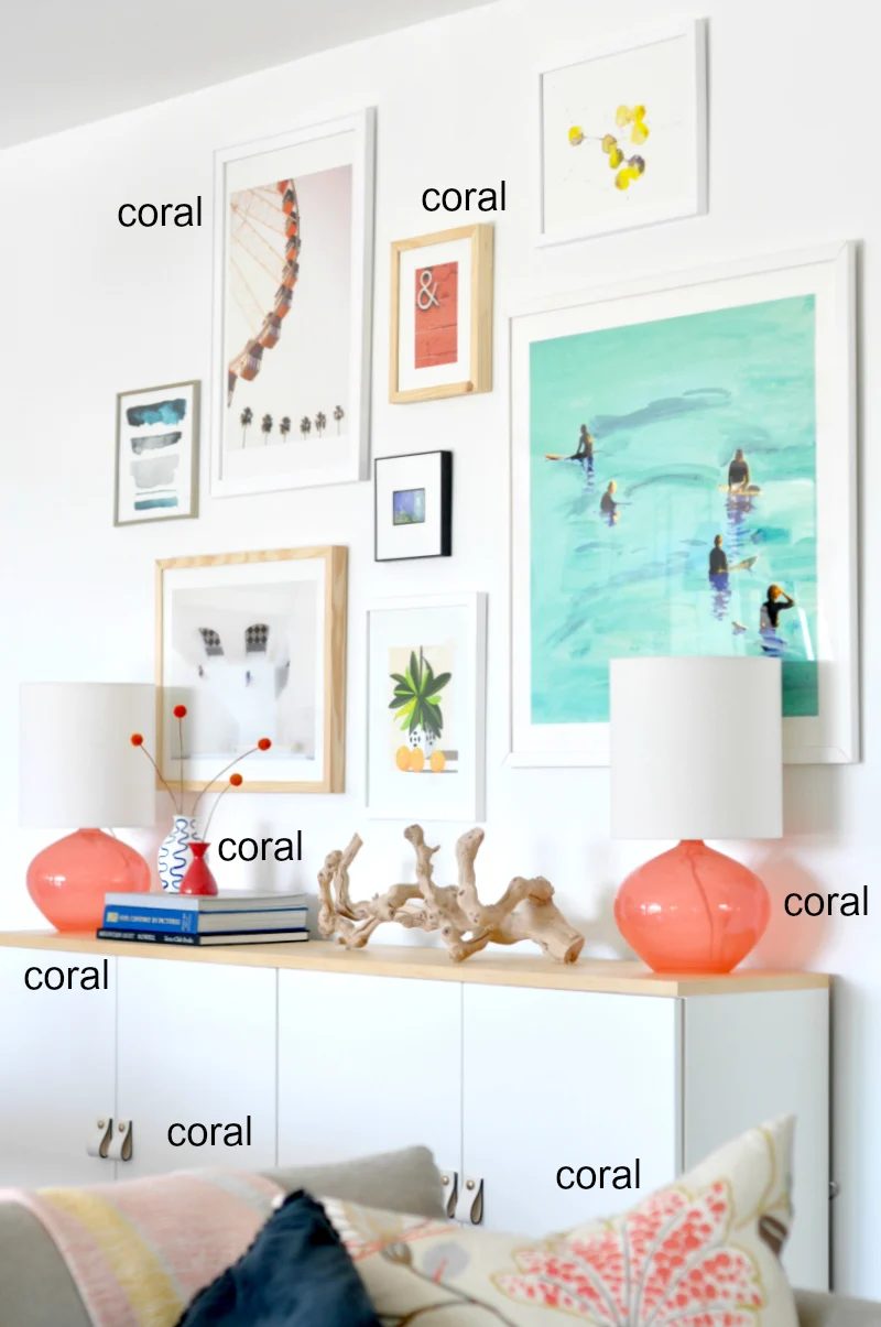 How to Tie Accessories into a Gallery Wall Color Palette