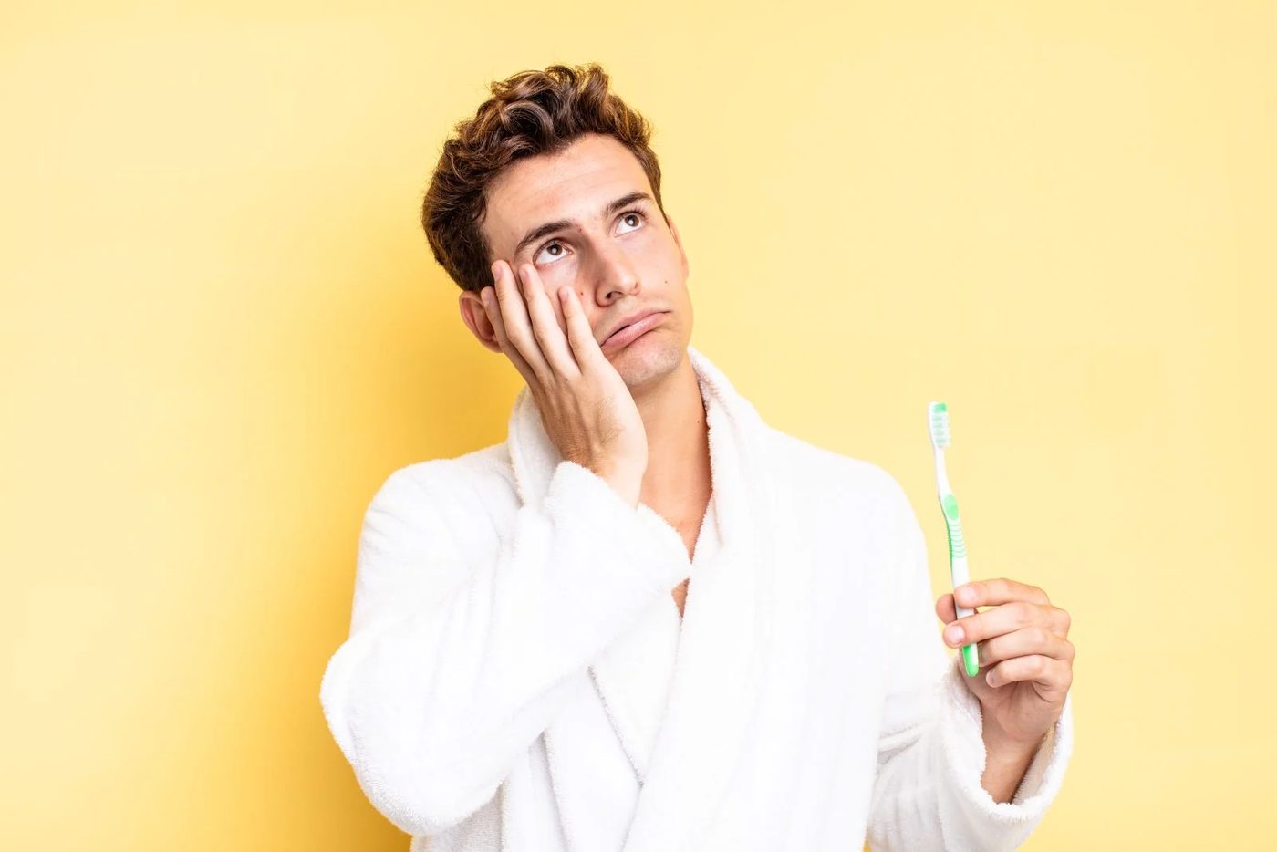Man Unhappy Bathroom