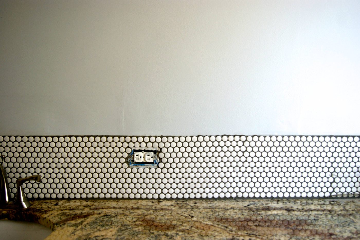 Handmade penny tile backsplash