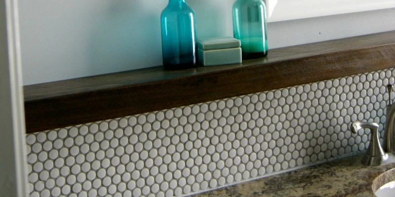 Tips for Installing a Penny Tile Backsplash + Floating Shelf