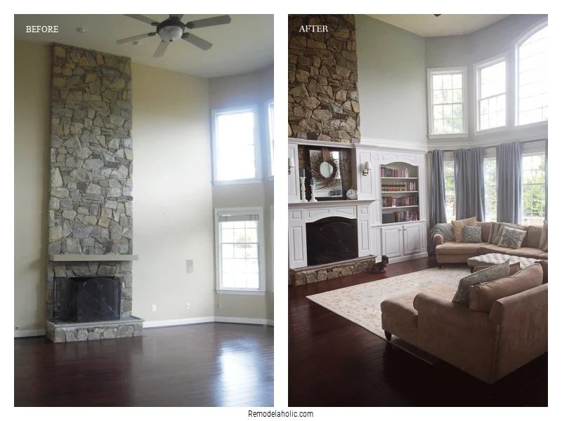 Installing Trim To Update Fireplace, Before And After On Bekob