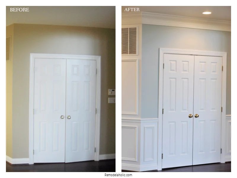 Installing Crown Molding And Shadow Box Trim, Before And After, On Bekob