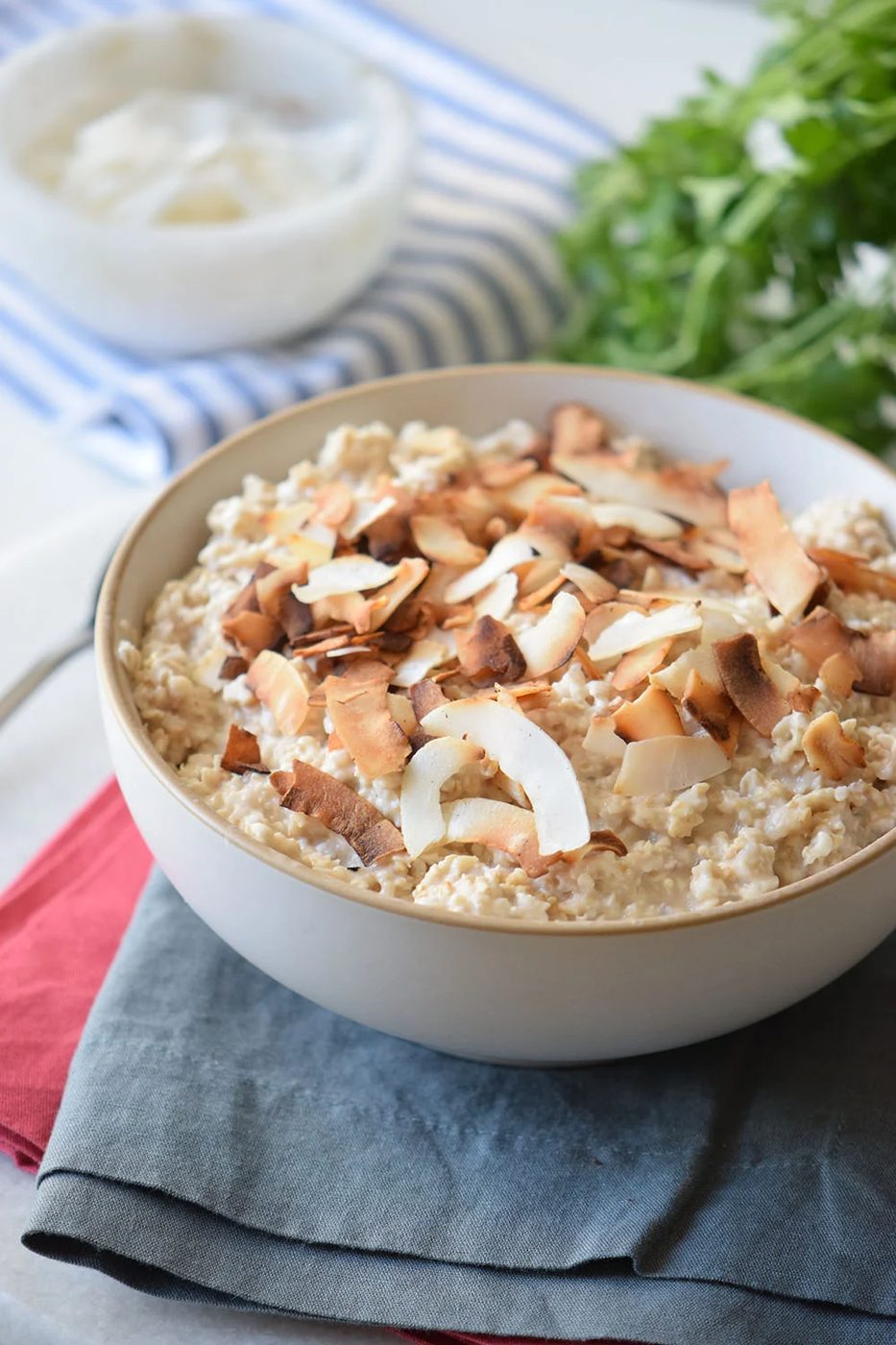 The well fitted healthy and sweet breakfast option! Toasted Coconut Oatmeal via Bekob.com