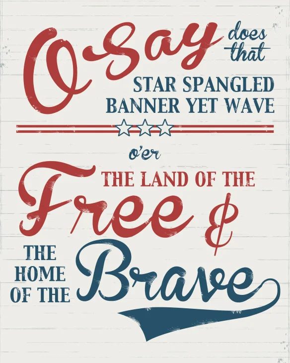 Star Spangled Banner anthem printable set
