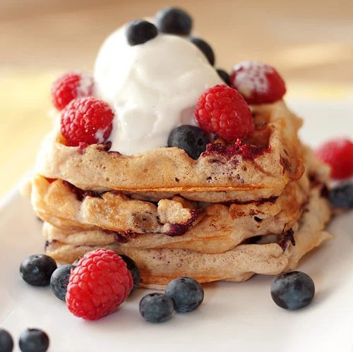 4th of July breakfast sundae - blueberry buttermilk waffles recipe