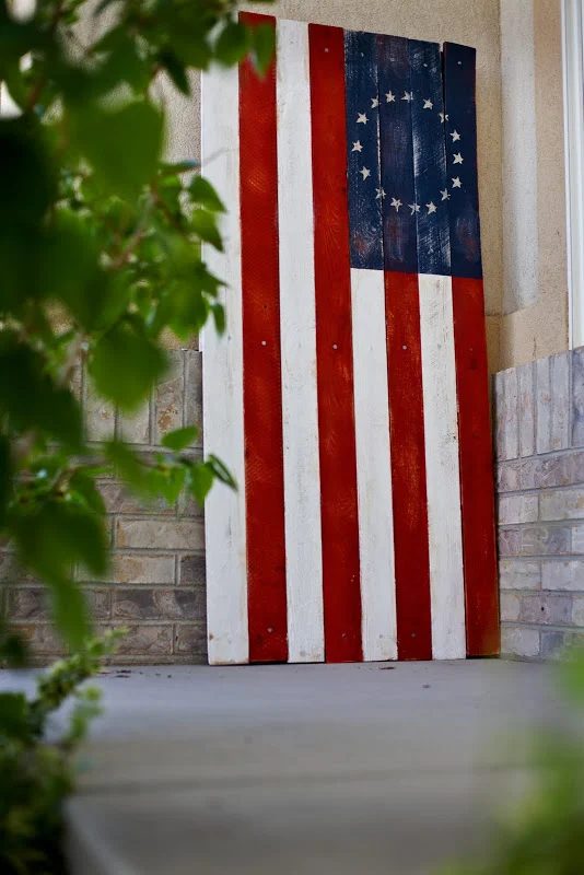 large wood flag for the 4th of July