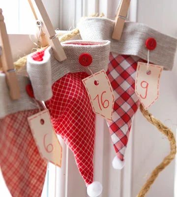 santa hat advent calendar garland, Better Homes and Gardens via Bekob