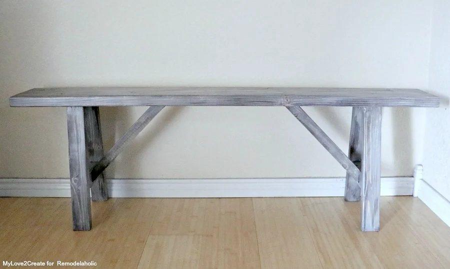 straightforward Handmade Wood Bench with Farmhouse Angled Legs