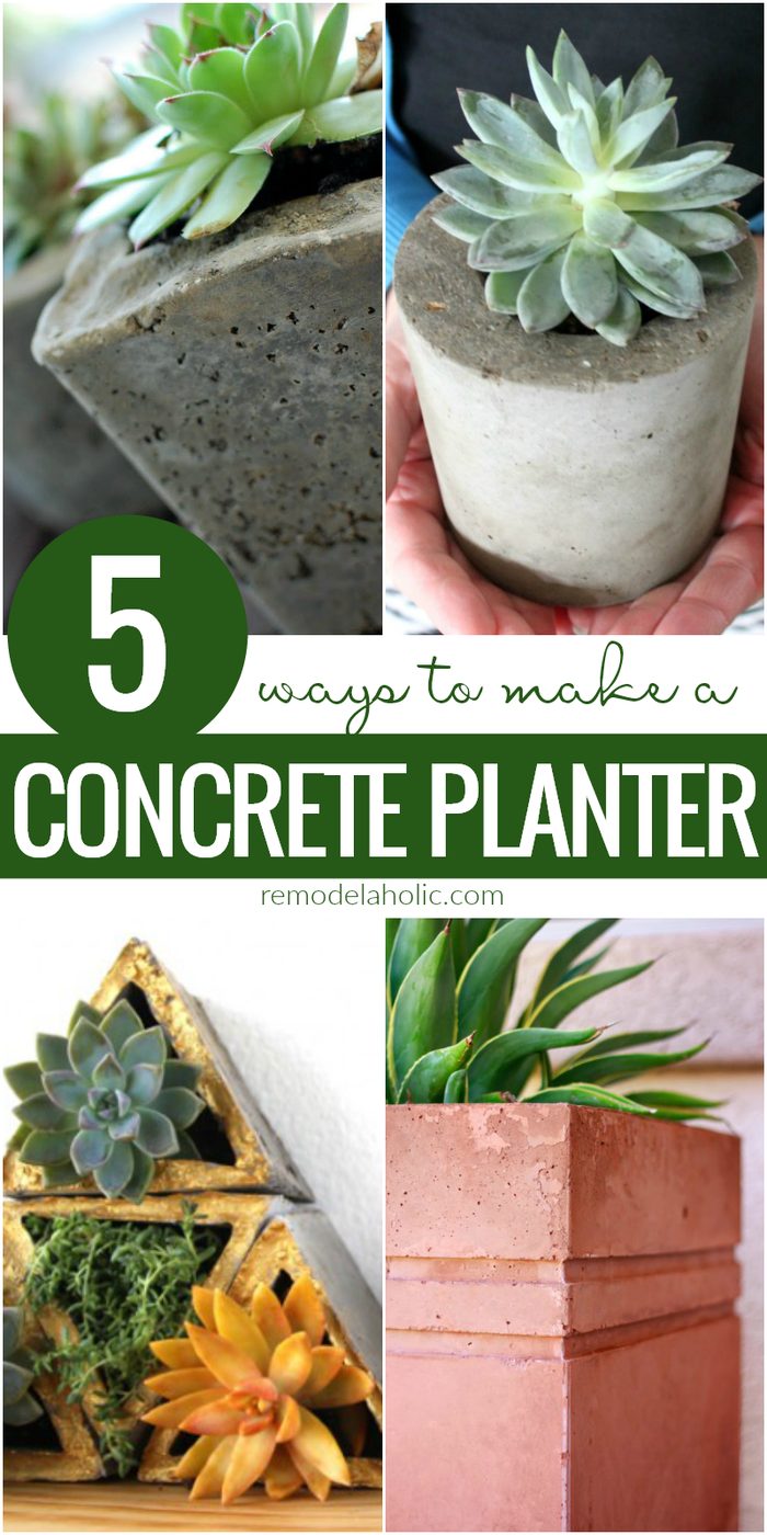 5 Different Ways To Make A Handmade Concrete Planter Tutorials @Bekob