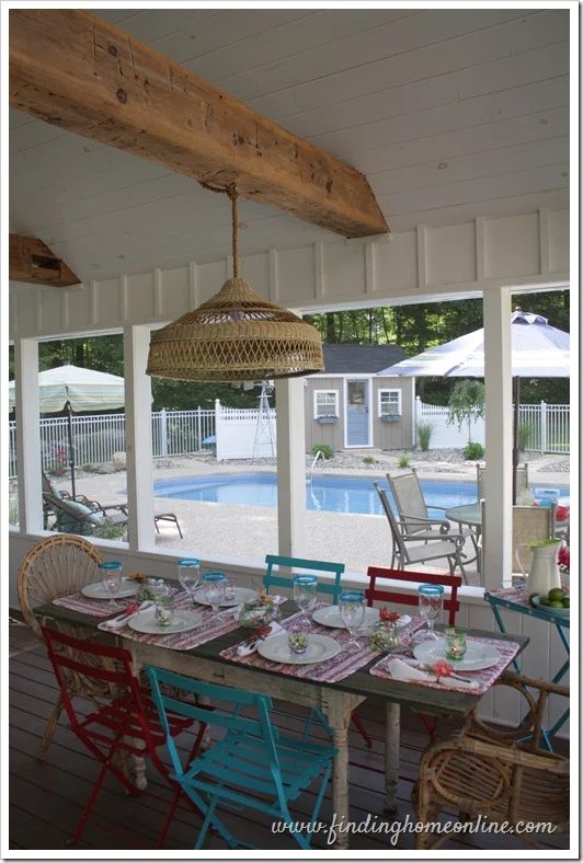add a welcoming wicker shade chandelier to your porch, Bekob