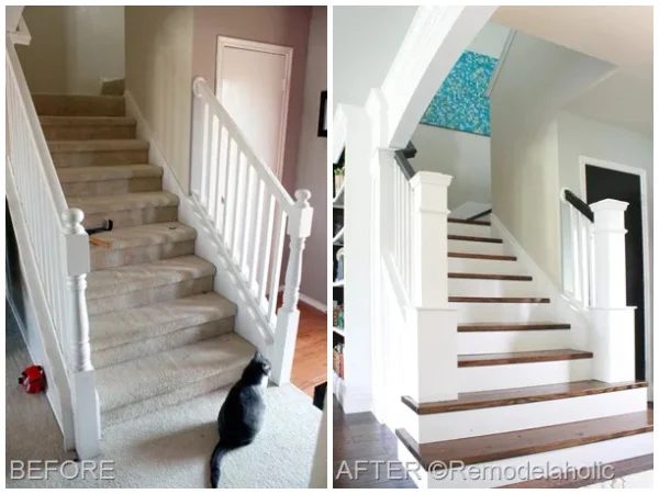 Handmade Stair Remodel And Stair Makeover Bekob Before And After