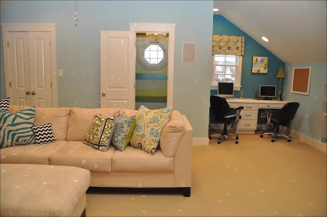 Attic Space With Teen Lounge and Study Desk