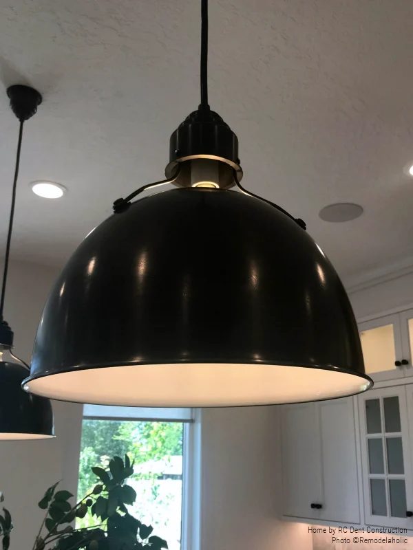 Black Dome Lighting Over Kitchen Island In Modern Farmhouse Kitchen RC Dent Construction And Remedy Design 2018 Utah Valley Parade Of Homes Featured On Bekob