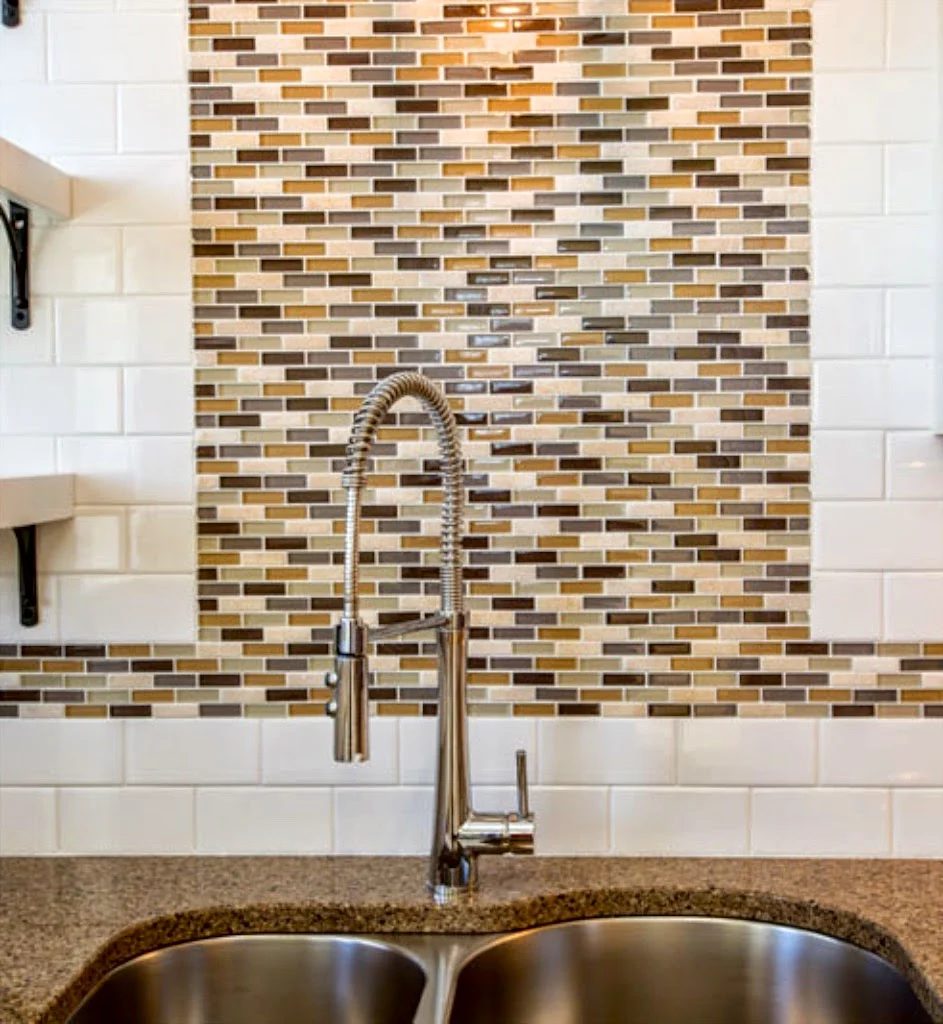two tone tile and open shelving in updated duplex kitchen - SoPo Cottage on @Bekob