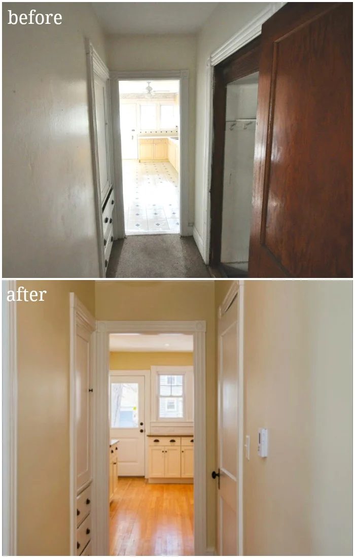 kitchen hallway before and after update and renovation - SoPo Cottage on @Bekob