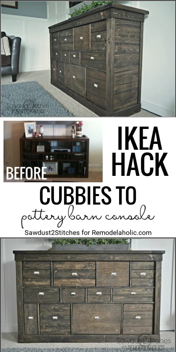 IKEA Cubbies To Pottery Barn Console Featured On Bekob.com