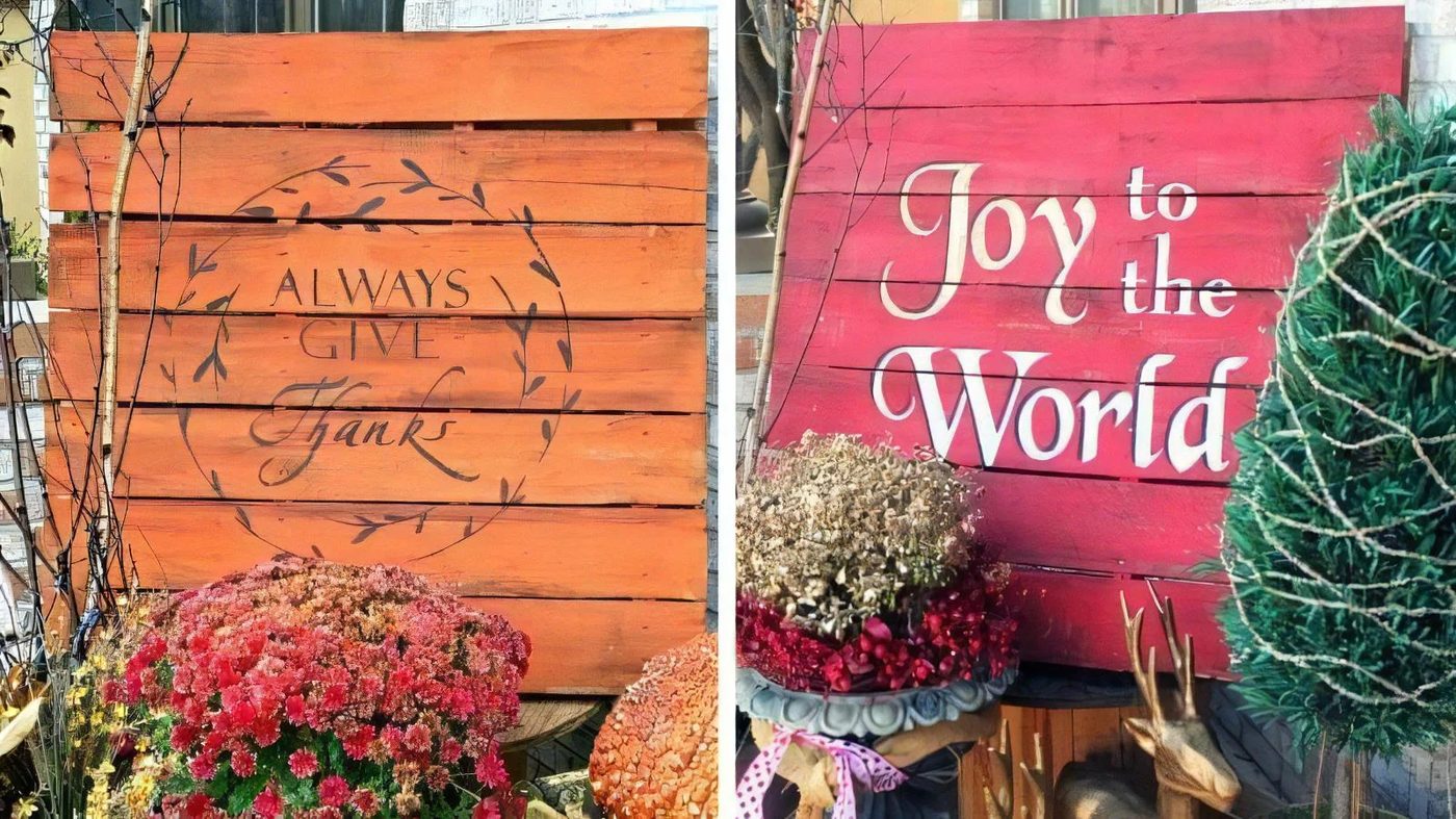 4 7 Reversible Seasonal Pallet Porch Decor By The Magic Paintbrush Inc Featured On @Bekob 600x503 042740