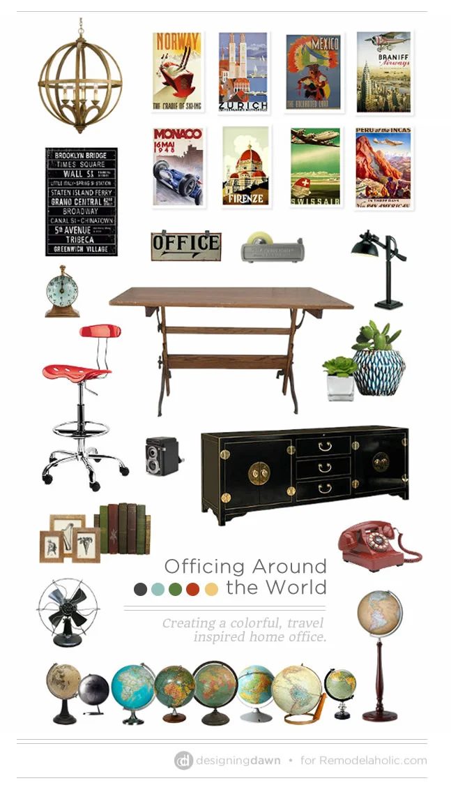Officing Around the World | Create a Colorful, Travel-Inspired Home Office #Bekob