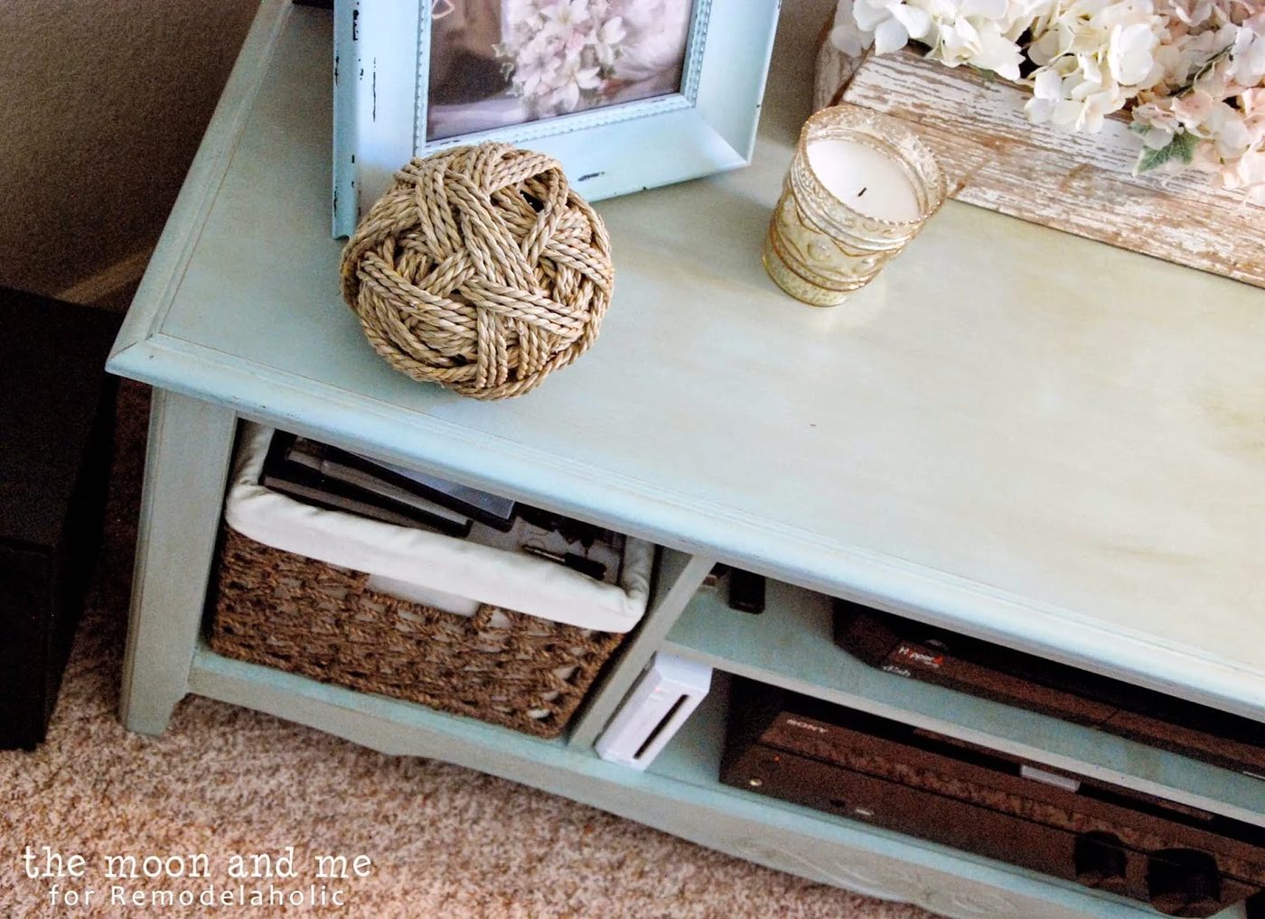 painted and waxed revamped console table, The Moon and Me on Bekob