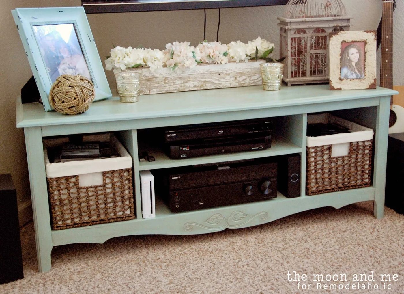 entertainment center makeover to tv console, The Moon and Me on Bekob