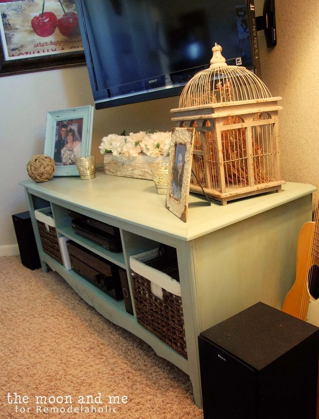 revamp an entertainment center to a flat screen tv console table, The Moon and Me on Bekob